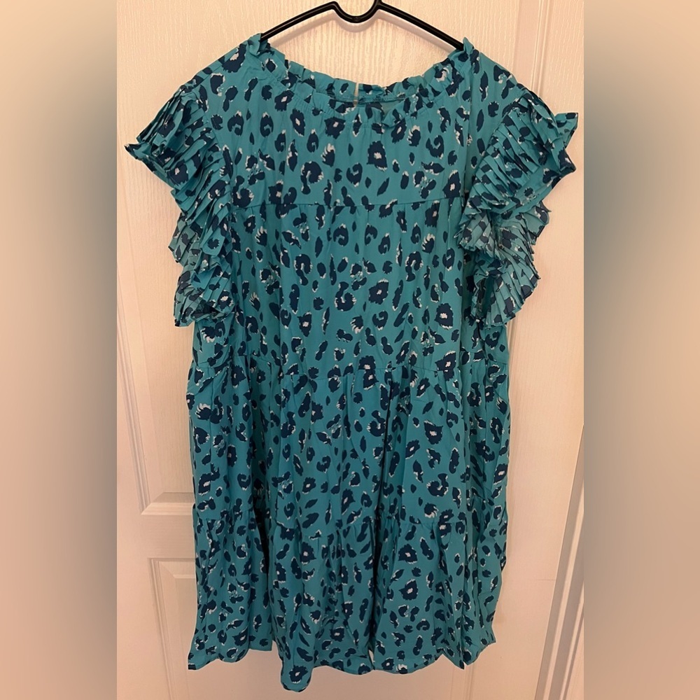 Teal Leopard Print dress